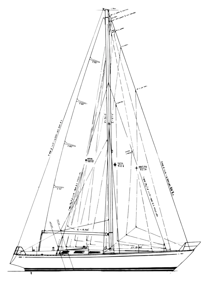 Floortje's sail plan — Sparkman & Stephens' line drawing